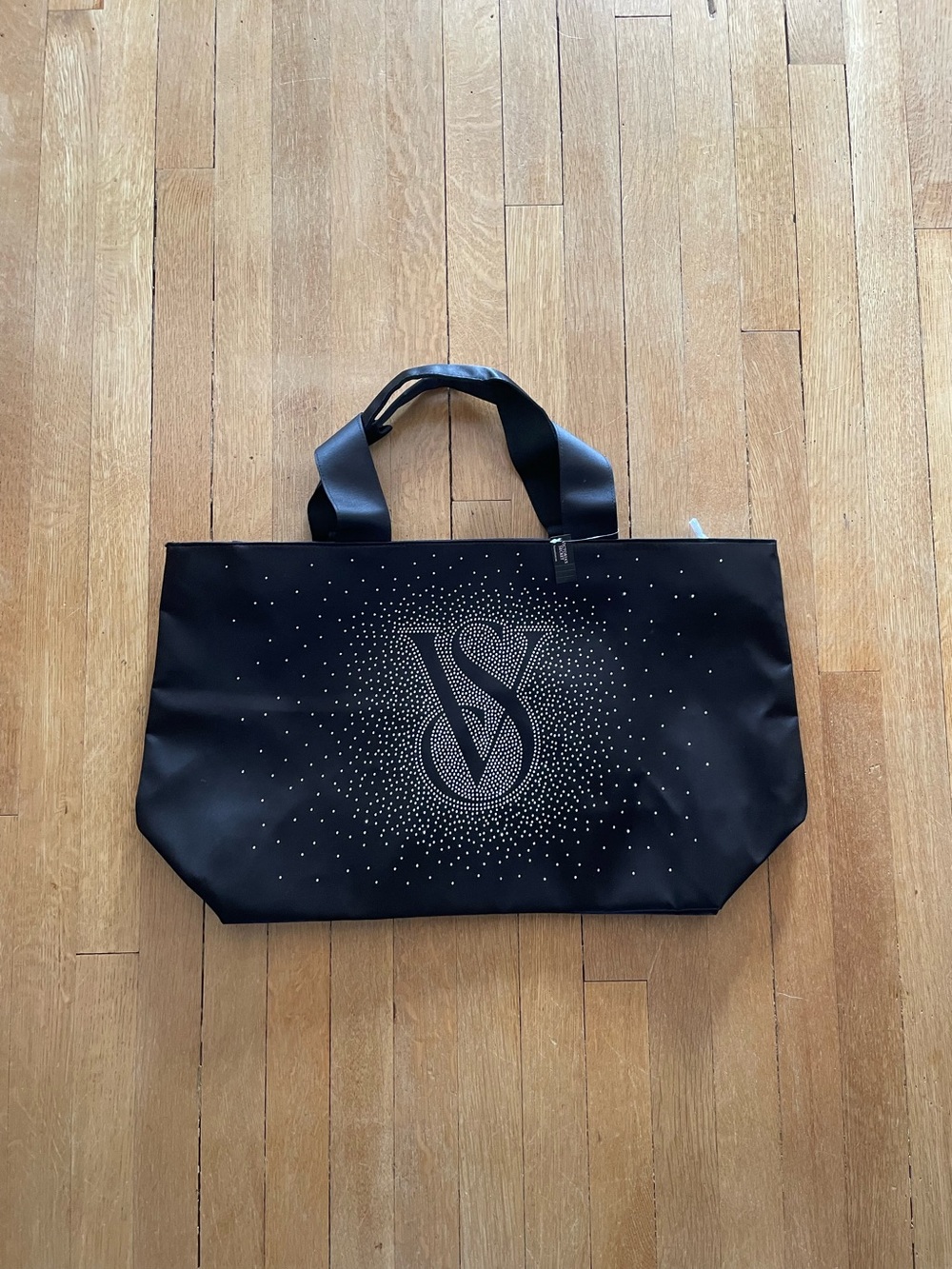 Victoria's Secret Black Tote Bag with Rhinestone Logo